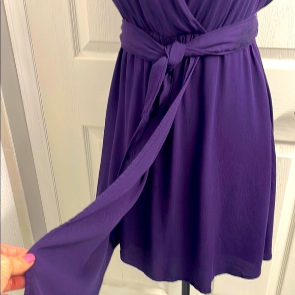 Anthropologie Maeve Purple Wrap Dress with Cap Sleeves V Neck Size XS - Picture 5 of 13